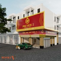 Phương án thiết kế tiệm vàng Phú Hữu 2 nổi bật và sang trọng